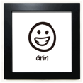 thumbnail image 1 of sonrisa blanco lindo patron de chat Mesa de pared con marco cuadrado negro, 1 of 4