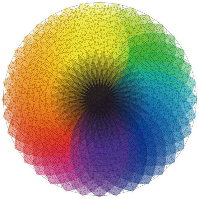Casse-Tête de 1000 Pcs pour Adultes et Ados - Casse-Tête Rond Grand Arc-en-Ciel à Dégradé de Couleurs, Difficile et Stimulant