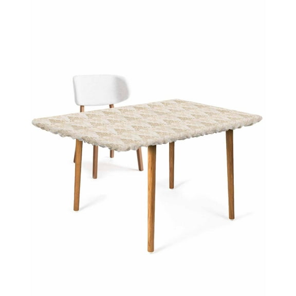 Country Boho Rectangle Tablecloth, Waterproof Elastic Fitted Table Covers for 3 Foot Tables, 24x36inch Decorative Tablecloths for Picnic, Camping, Outdoor, Vintage Middle Century Abstract Motifs