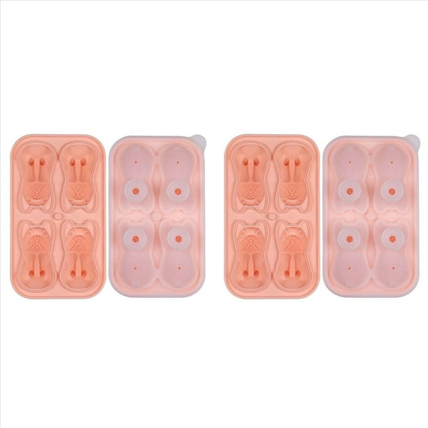 2X Molde para Cubitos de Hielo de Bulldog Francés, Bandeja para Cubitos de Hielo con Formas Divertidas de 4 Orificios para Whisky, Cóctel y Rosa