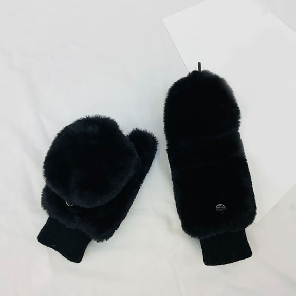 Warm Gloves Knitted Warm Finger Hugging Fingerless Gloves Stretchy Snow Mittens Black One Size