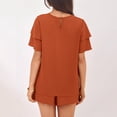 thumbnail image 3 of Two Piece Sets for Women 2026 Spring Summer Ruffle Sleeve Lounge Matching Shorts Set Casual Beach Vacation Clothes Ginger S, 3 of 7