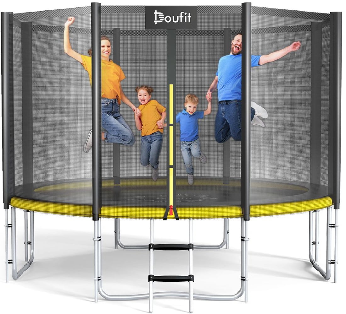 Doufit 12FT Trampoline for Kids Adults, 450Lbs Trampoline with Enclosure Net and Ladders, ASTM