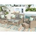 thumbnail image 2 of Outdoor Astonishing : 4 Sectional With , Cushions And Glass Coffee Table For A Wonderful Living U-style Bliss All Weather Happy Time, 2 of 7