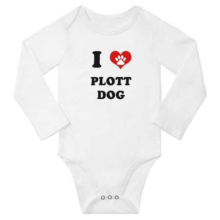 

I Heart Plott Dog Cute Baby Long Bodysuit Jumpsuits (White 3-6 Months)