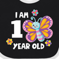 thumbnail image 4 of Inktastic I Am 1 Year Old Cute Smiling Butterfly with Flowers Girls Baby Bib, 4 of 4