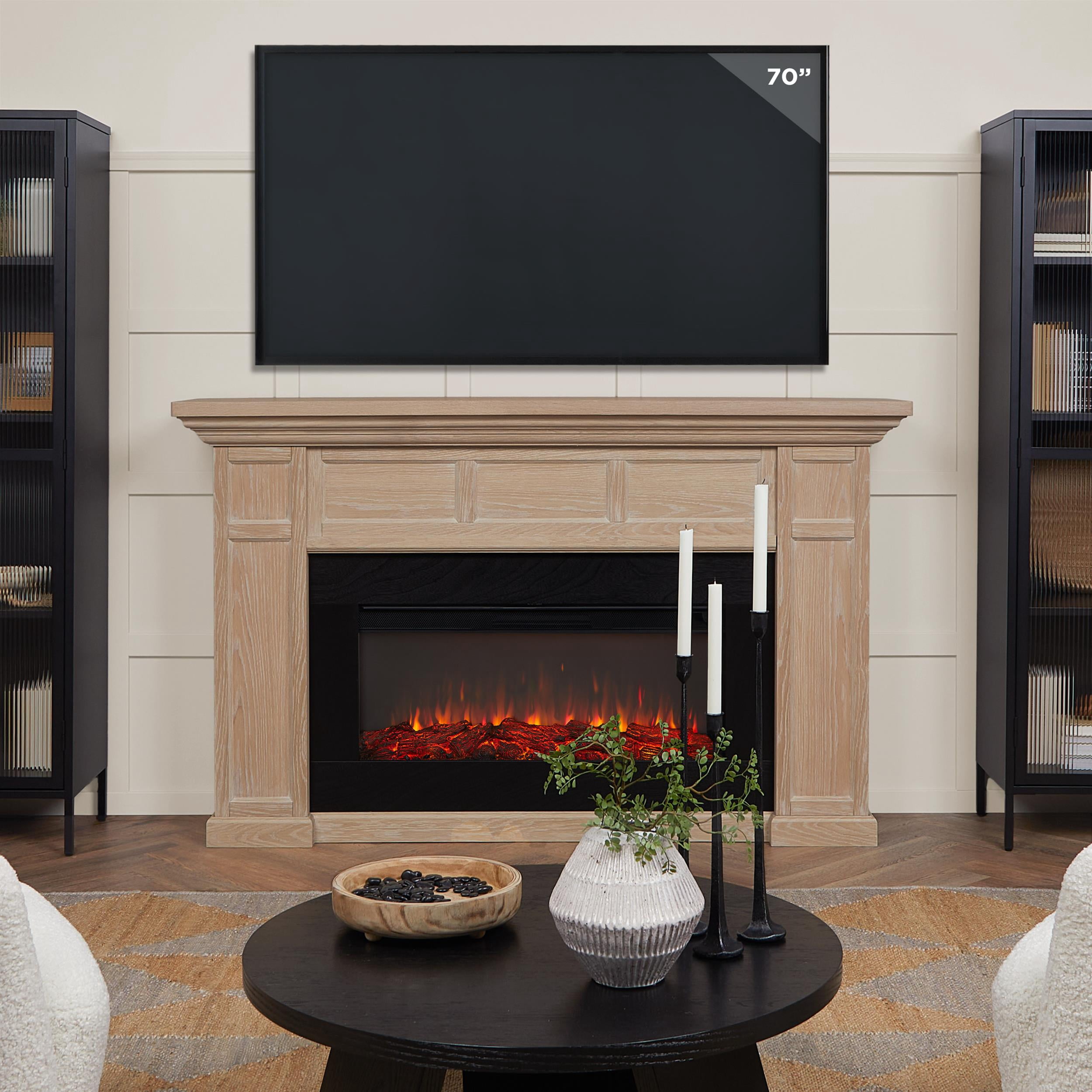Real Flame Alcott 75" Landscape Electric Fireplace in White Oak