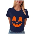 thumbnail image 6 of Akiihool Halloween Tshirts Women Fall T-Shirt for Women Halloween Pumpkin Shirts Thanksgiving Family Funny Graphic Tee Casual Cute Autumn Tops Navy,S, 6 of 8