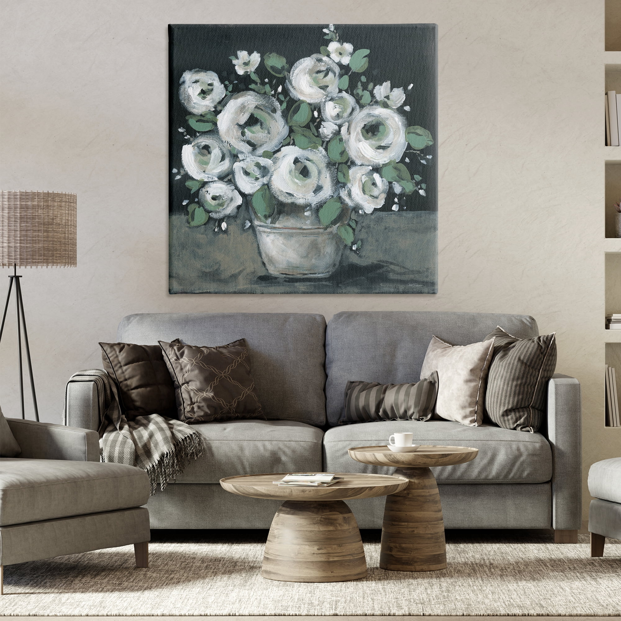 Stupell Industries Muted White Rose Bouquet Plants & Flowers Painting Wrapped Canvas Art Print Wall Art, 36 x 36