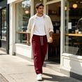 thumbnail image 7 of Nestiefly Men's Baggy Sweatpants Athletic Loose Wide Leg Elastic Waist Lounge Relaxed Open Bottom Joggers Pants with Pockets 2026 Wine 4XL, 7 of 7