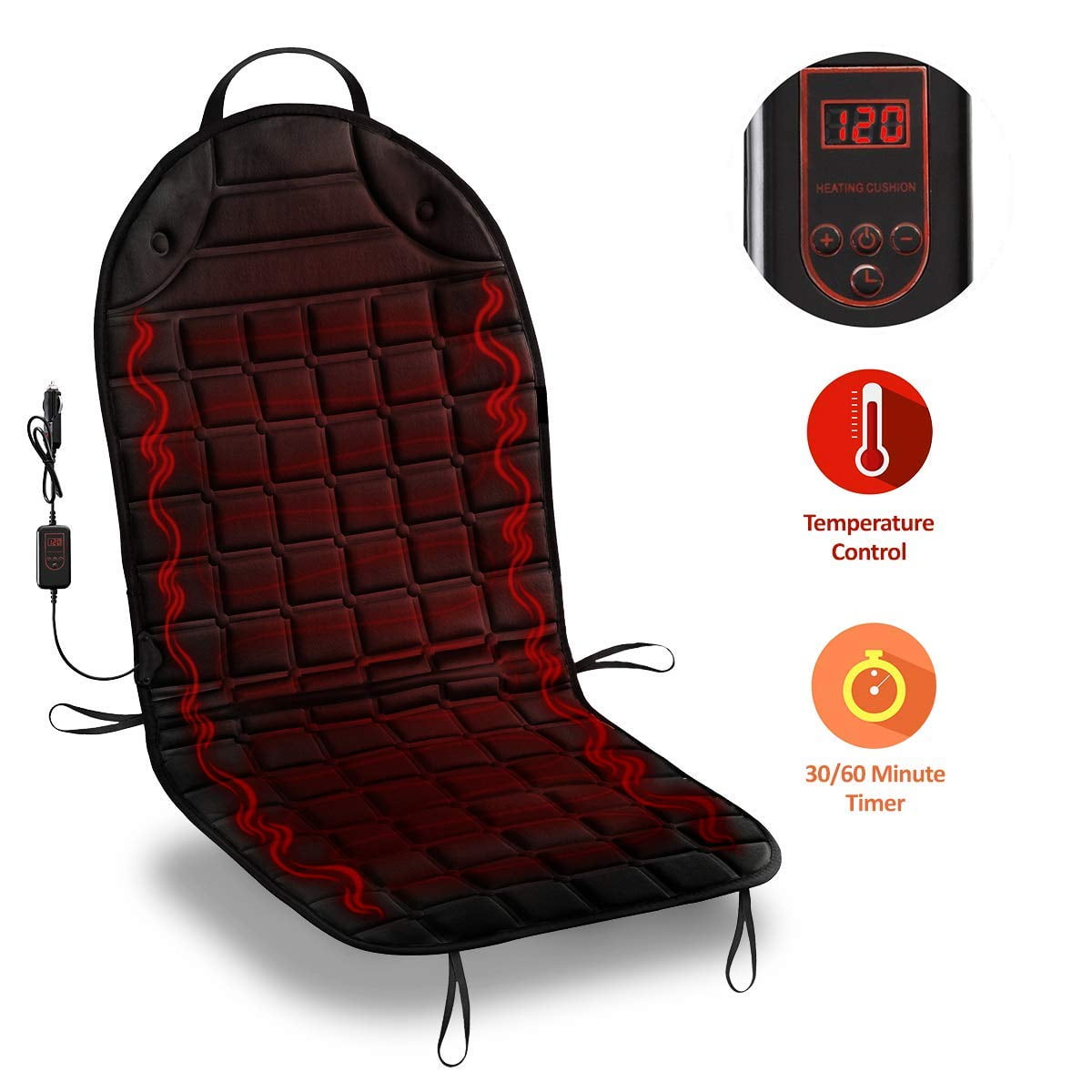 Xljh Car Auto Seat Heated Seat Cushion Warmer Pad Heating Pad Heating Mats Non-Slip Knitting Fiber Winter Protective Auto Covers 1pc