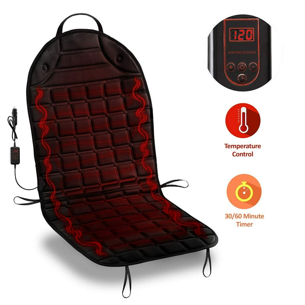 Zone Tech 12V Heated Car Seat Cushion Adjustable