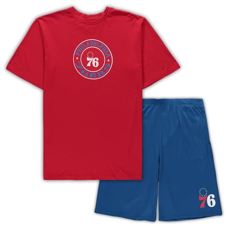 Men s Concepts Sport Red/Royal Philadelphia 76ers Big & Tall Top & Shorts Sleep Set