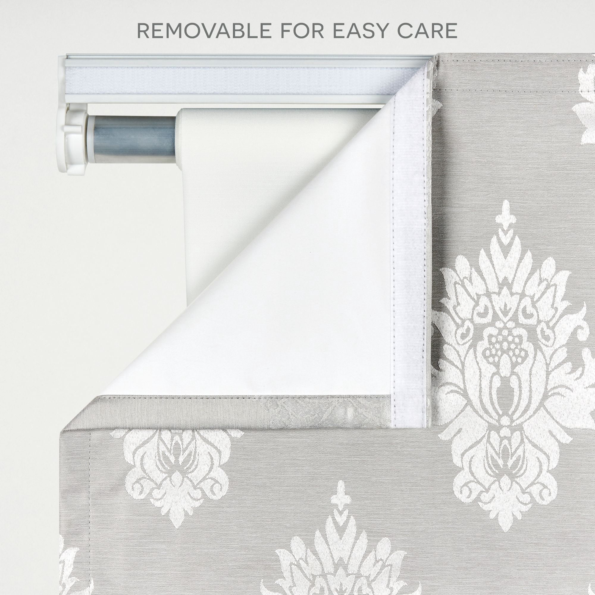 Exclusive Home Marseilles Damask 100% Blackout Roman Shade, 23"x64", White