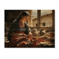 thumbnail image 3 of Designart "The Weaver Coral and Beige Mexican Art" Mexican Art Print on Natural Pine Wood, 3 of 5