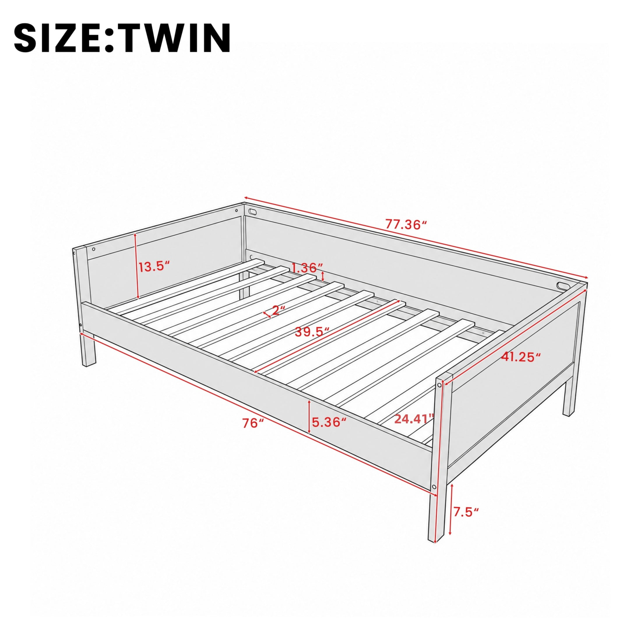 GDF Studio Onus Twin Size Wood Daybed with Slat Support, Space-Saving Sofa Bed for Bedroom & Guest Room, Dark Walnut