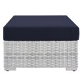 thumbnail image 3 of Lounge Chair Ottoman, Rectangular, Rattan, Wicker, Light Grey Gray Blue Navy, Modern Contemporary Urban Design, Outdoor Patio Balcony Cafe Bistro Garden Furniture Hotel Hospitality, 3 of 6