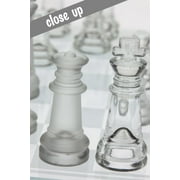 Gamie 12-inch Glass Chess Set – Elegant Design, 32 Frosted & Clear Pieces, Felted Bottoms, Durable & Stable Board Game