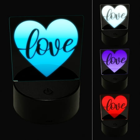

Love Script in Heart LED Night Light Sign 3D Illusion Desk Nightstand Lamp