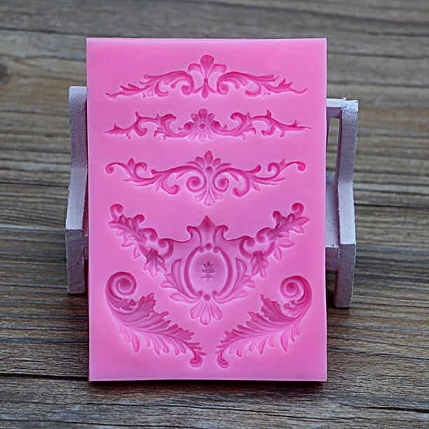 Molde de silicona con forma de pergamino barroco con flores esculpida en 3D para hacer tú mismo, molde para fondant, herramienta para decorar tartas y cupcakes