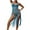 Blue, variant on Womens Bathing Suit Cover up Long Knitted Crochet Hollow Out Dress Kimono Tassel Fringe Hem Sleeveless Round Neck Sheer Breathable Side Split Long Sunscreen Solid Kaftan