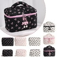 thumbnail image 2 of Small Hand Makeup Bag Pink Black Print Bow Women's Convenient Cosmetic Bag, 2 of 8
