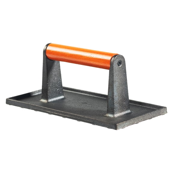 Vivicreate Cast Iron Grill Press with Wooden Handle, Heavy Duty Bacon Press for Griddle and BBQ Cooking