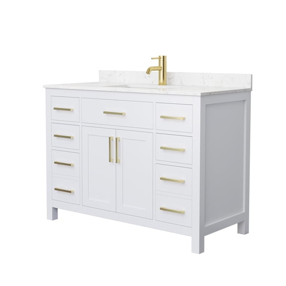 Wyndham Collection Beckett 48" Wood Single Bathroom Vanity in White/Gold