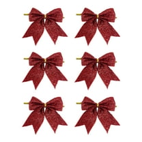 Dmlowu Christmas Bows - 4" Christmas Tree Bow Ornaments for Xmas Decor, 6pcs Velvet Bows for Christmas Tree, Hanging Decorations Christmas Bow Gifts for Holiday Party Decor