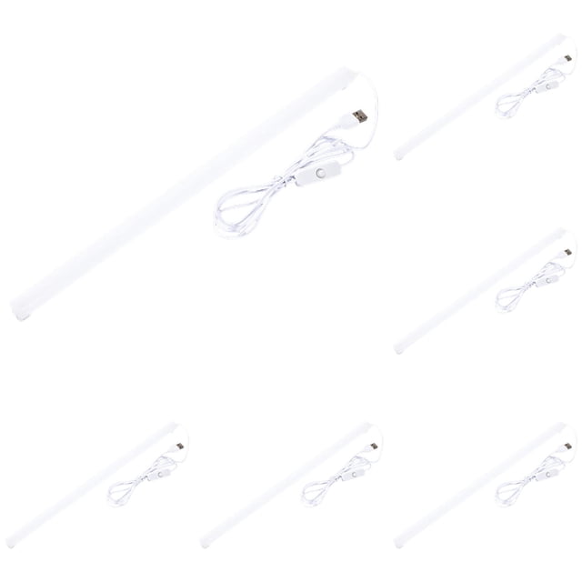 WUSUOWEI 6PCS Portable LED Under Cabinet Lighting,White Color,11Inch,LED Strip Light Bar with 5FT Cord,Counter Light,Reading Desk Lamp for Work Table,Cabinet Shelves,Closet,Kitchen