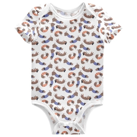 joogoo Dachshund Pattern Baby Bodysuits Short Sleeve Cotton Onesies Clothes 6Months