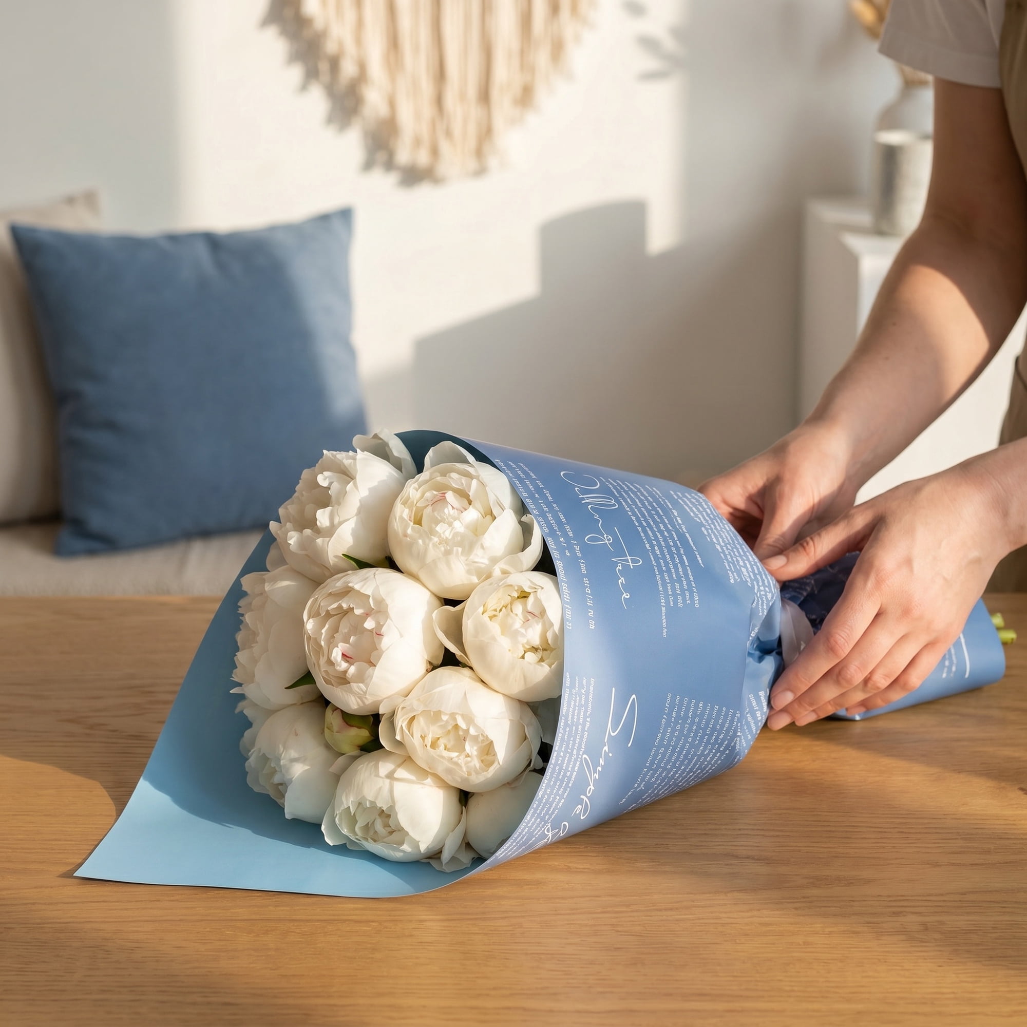 Unique Bargains Waterproof Gift Wrap Paper for Bouquets and Gifts Navy Blue 22.4"x 22.4"