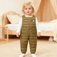 thumbnail image 2 of GJSYRH Toddler Boys Girls Puffer Snow Pants Baby Winter Warm Snowsuit Zip Up Quilted Down Overalls Windproof Ski Outfits Coffee 3-3.5 Years, 2 of 5