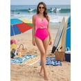 thumbnail image 5 of MOYIKO One Piece Swimsuits for Women Tummy Control High Waisted Bathing Suit Sexy V Neck Wrap Tie Back 1 Piece Swimsuit, 5 of 7