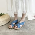 thumbnail image 4 of Under $15 Sandals Women, Xunlbb Sandals Women Wear Straw Linen Roman Sandals Elastic Flat Women's Shoes In Summer(Blue,Size:39), 4 of 5
