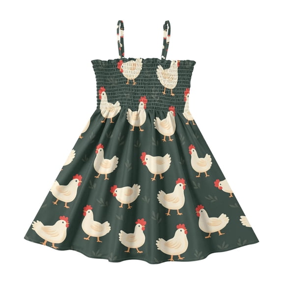 Summer Spaghetti Strap Chick Two A Line Dress Casual Sleeveless Cami Sundress for Size 2-8 Years
