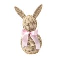 thumbnail image 3 of Adorno de conejito de Pascua tejido, decoración de mesa, regalo, centro de mesa creativo de Pascua Rosa, 3 of 9
