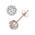 thumbnail image 2 of 1/2 Carat Flower Shaped Cluster Diamond Earrings in 14K Rose Gold (I1-I2 Clarity), 2 of 4