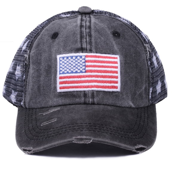 American Flag Trucker Hat Patriotic Distressed BaseballHat with Star Mesh Back for USA 250th Anniversary Independence Day Unisex
