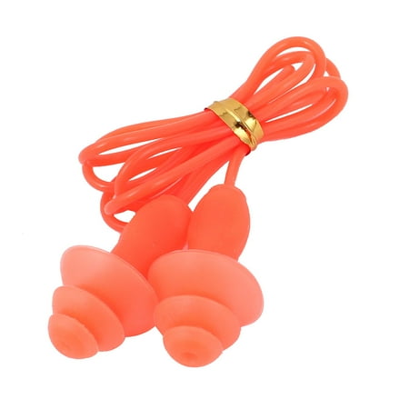 

Unique Bargains Comfy Silicone Ear Protector Earplugs for Swimming Surfing Orange