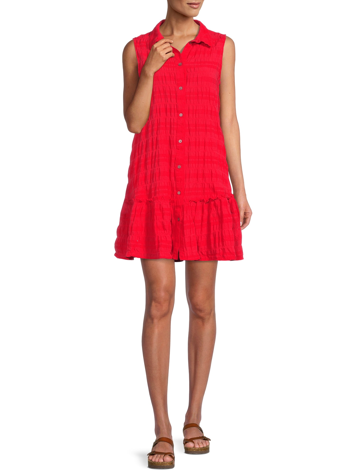 Time and Tru Women's Sleeveless Shirt Dress