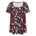 thumbnail image 4 of Puyaiuu New Women's Tops Loose Ladies Plus Size Square Collar Printed Pleated Short-Sleeved Loose Top Going Out Tops Plus Size Tops Short Sleeve, 4 of 4