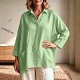 thumbnail image 5 of Sillenn Women's Collared V Neck Polo Shirts Long Sleeve Loose Fit Polo Tshirts with Pockets Plus Size Lightweight Golf Tops Business Casual Travel Blouses Trendy Loose Casual Tunic Top Light Green L, 5 of 5