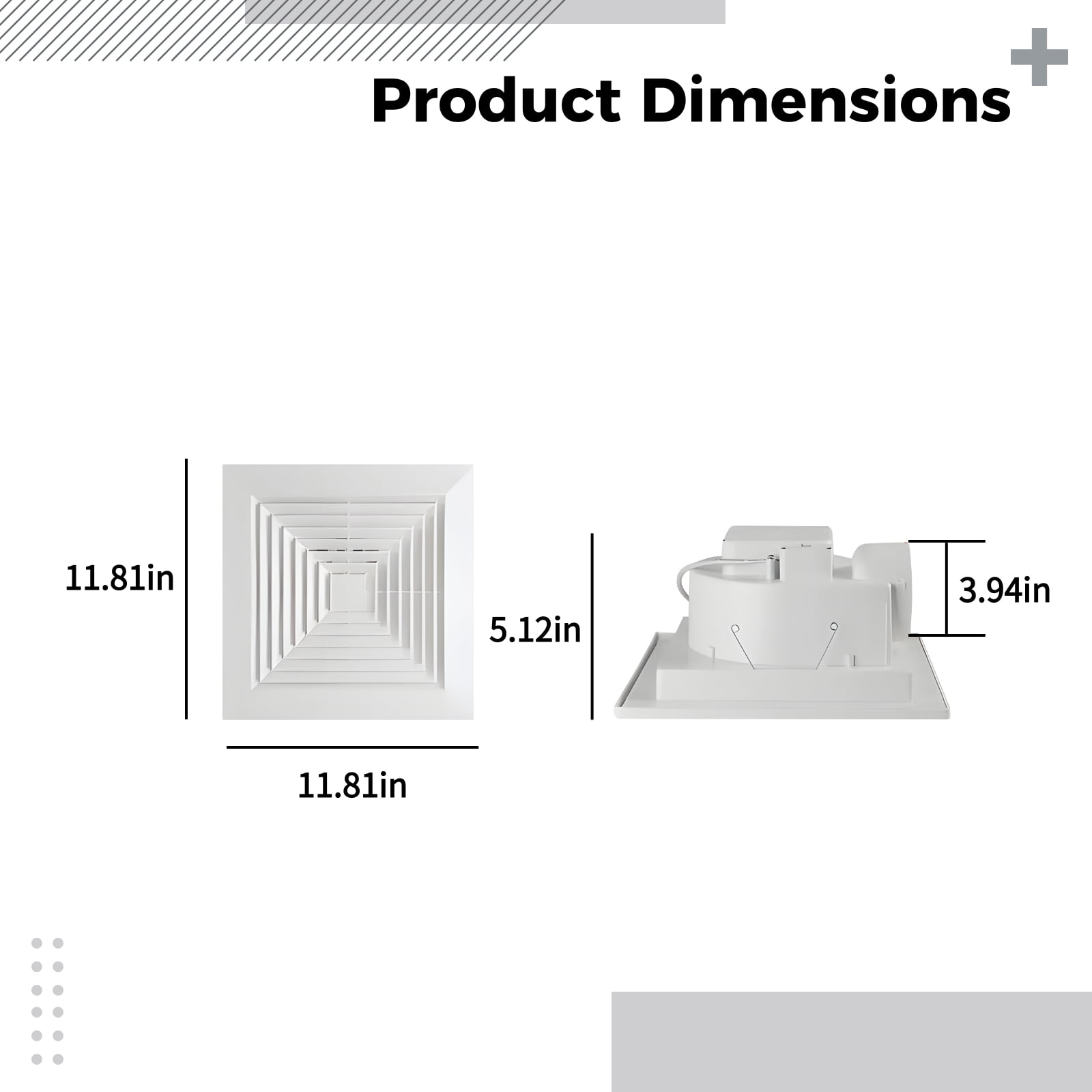 110 CFM Bathroom Exhaust Fan,11.8 Inch Quiet Ceiling Ventilation Fan,38W for up to 172 Sq Ft,Bathroom Kitchen Duct Fan with Low Noise, White