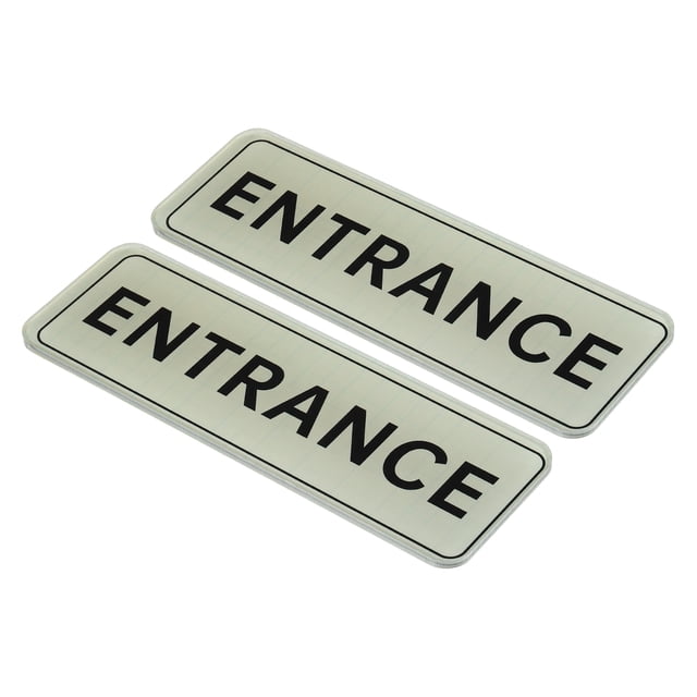 Unique Bargains 9'x3' ENTRANCE Sign Acrylic Self Adhesive Door Sticker Wall Sign Silver 2 Pack
