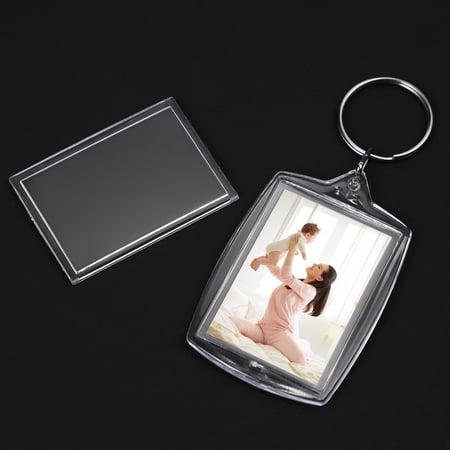 Vosarea 10Pcs Acrylic Photo Frame Keyrings Transparent for Insert Photos and Custom Decoration