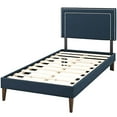 thumbnail image 3 of Modern Contemporary Urban Design Bedroom Twin Size Platform Bed Frame, Fabric, Navy Blue, 3 of 5