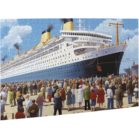 Puzzles For Adults 500 Pieces Titanic Cruise Ship Oil Painting Formation Wooden Family Games Unique Home Decor Funny Wall Art Gift Jigsaw Puzzle