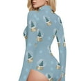 thumbnail image 4 of joogoo Christmas Tree Stars Women's Mock Turtle Neck Long Sleeve Bodysuit L, 4 of 8