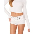 thumbnail image 4 of Women Y2K Studded Foldover Micro Shorts Vintage Low Waist Slim Fit Mini Shorts Summer Boxer Short Party Clubwear, 4 of 5